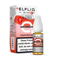 Elfbar Elfliq Nic Salts Liquid Watermelon Geschmack, Produkt- und Verpackungsansicht.
