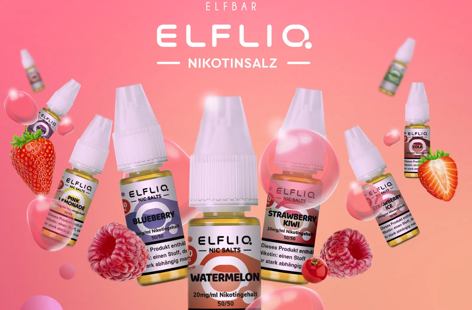 Eine Auswahl an Elfiq Liquids