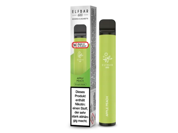 Grüne ELF BAR 600 E-Zigarette mit Apfel-Pfirsich-Geschmack