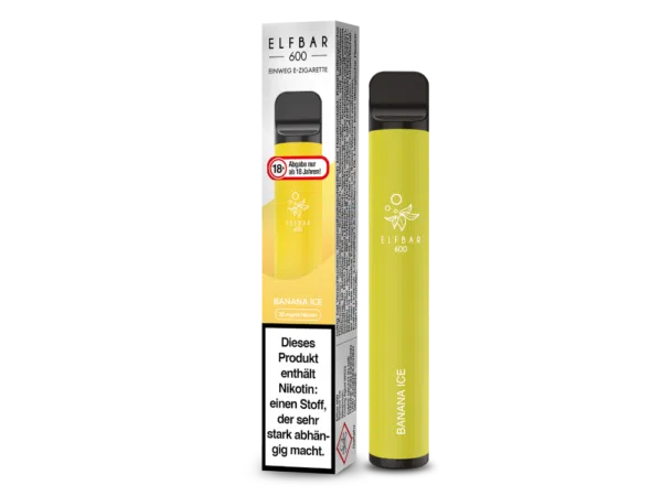 Gelbe ELF BAR 600 E-Zigarette mit Banane-Eis-Geschmack