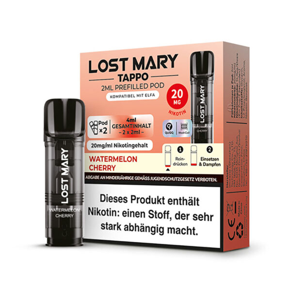 Packung der Lost Mary Tappo Pods Watermelon Cherry.