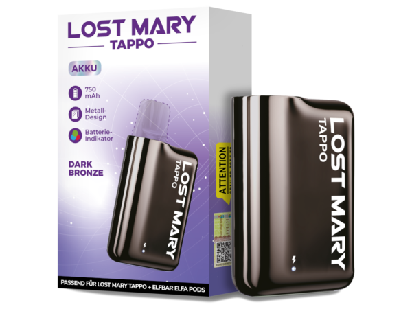 Lost Mary Tappo Vape-Gerät in edlem Bronze, robust und elegant.